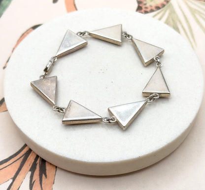 Vintage MCM Bracelet in Amber with Modernist Triangular Links in Sterling Silver