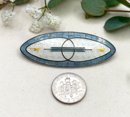 Vintage Watson Cloissone Enamel Brooch in Sterling Silver midcentury enamel brooch