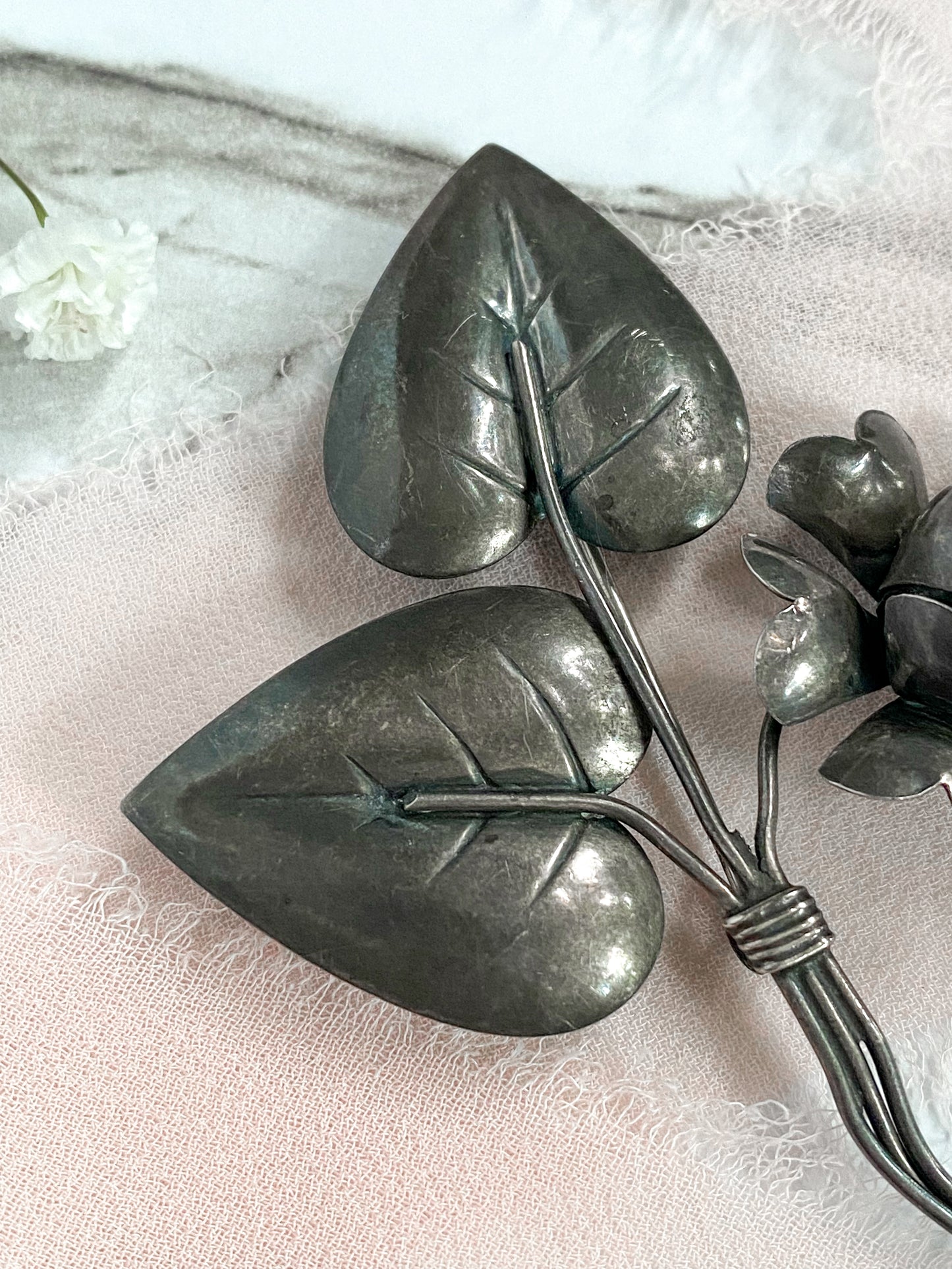 Vintage Sterling Flower Brooch image 5