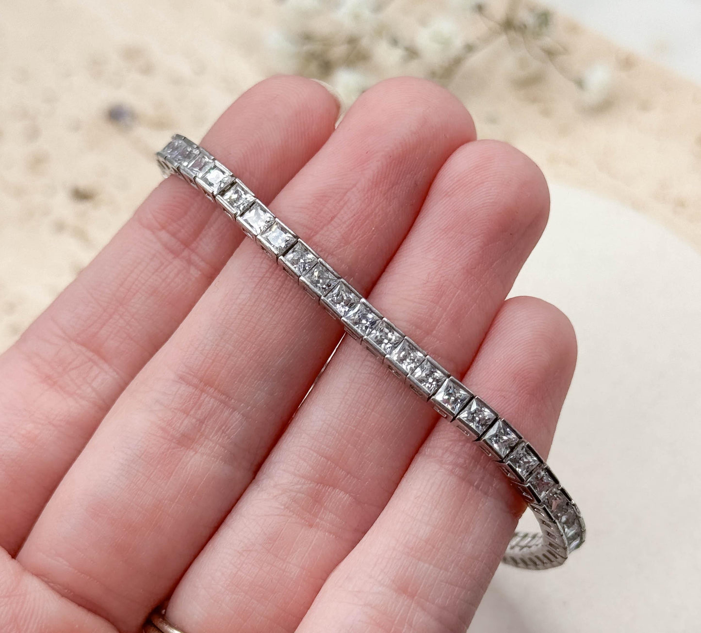 Vintage Crislu Brand Sterling Silver Line Bracelet