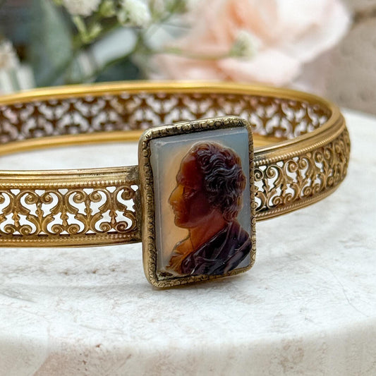bangle bracelet conversion with hardstone cameo Victorian