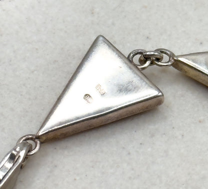 Vintage MCM Bracelet in Amber with Modernist Triangular Links in Sterling Silver