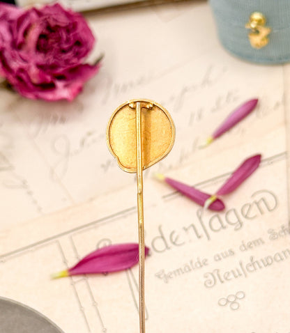 RARE Art Nouveau Stick Pin by Frédéric de Vernon, Antique Medallion pin, La Nuit French Pin