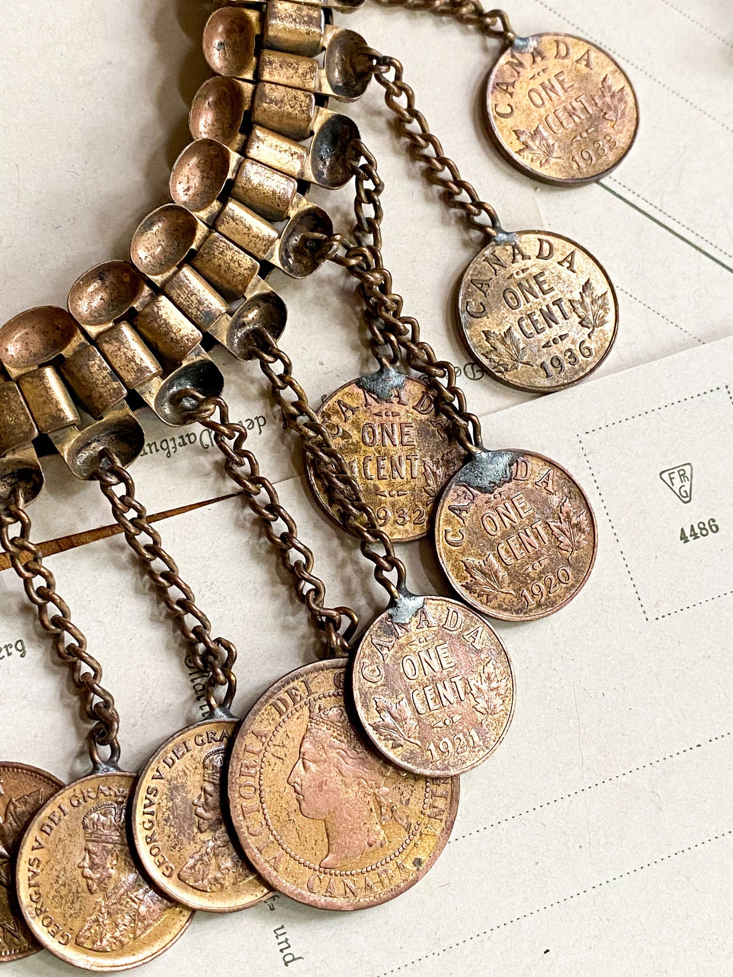 Vintage Handmade Coin Necklace Mixed Metals