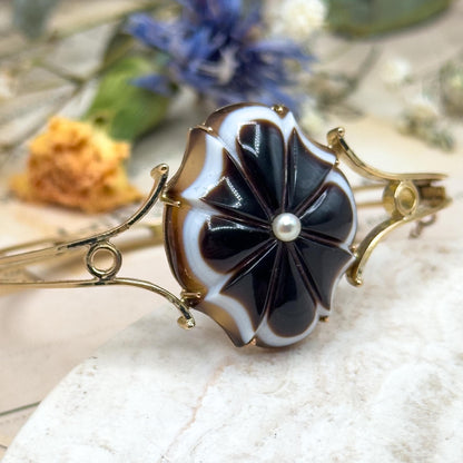 antique victorian banded agate fancy cut bracelet
