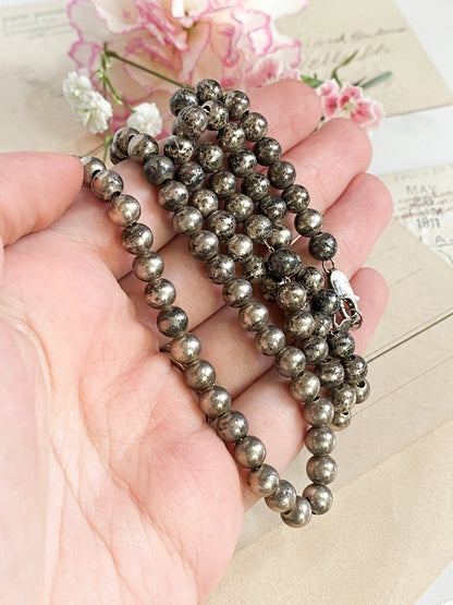 Vintage Sterling Silver Ball necklace chunky silver bench beads