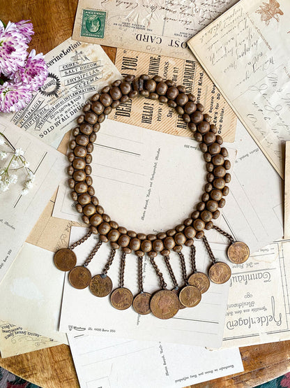 Vintage Handmade Coin Necklace Mixed Metals