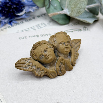 Victorian Lava Cameo Brooch: Winged Cherubs, Grand Tour Souvenir