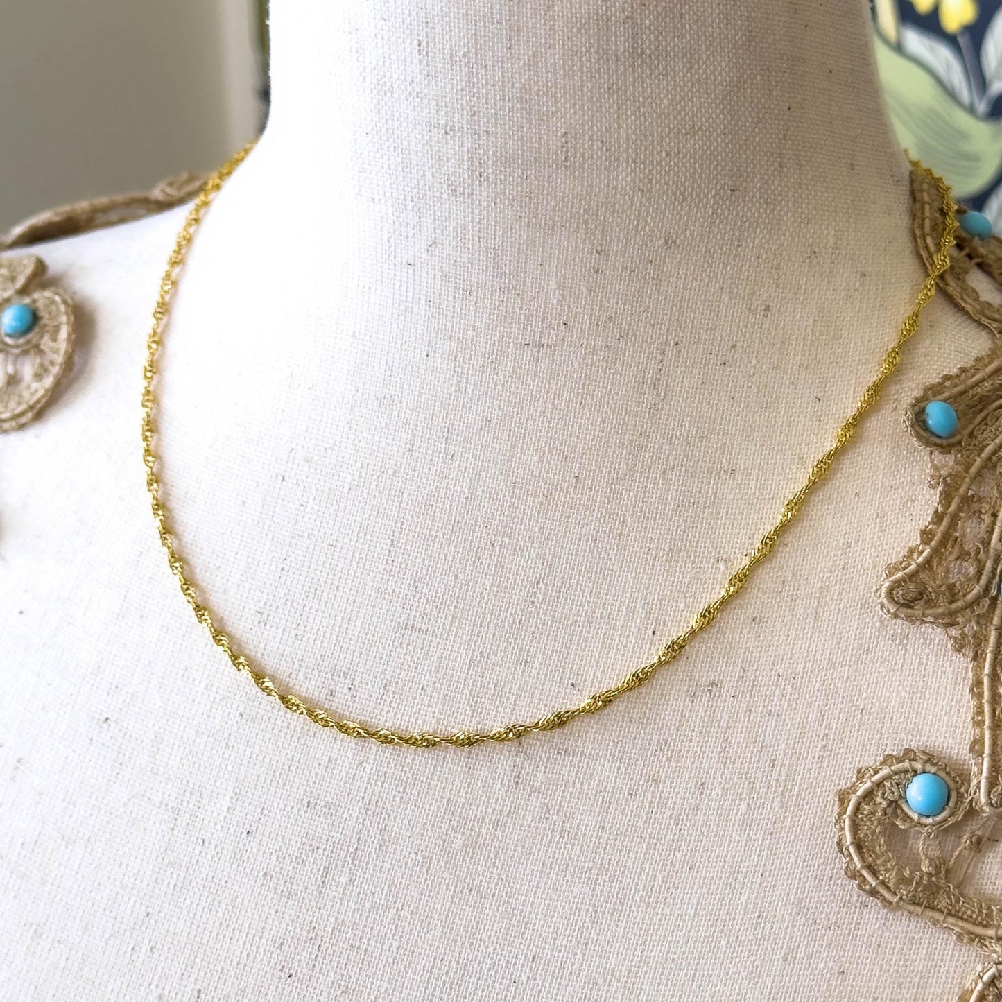 Vintage Open Rope Chain 18in, 2.3mm in 14K Yellow Gold