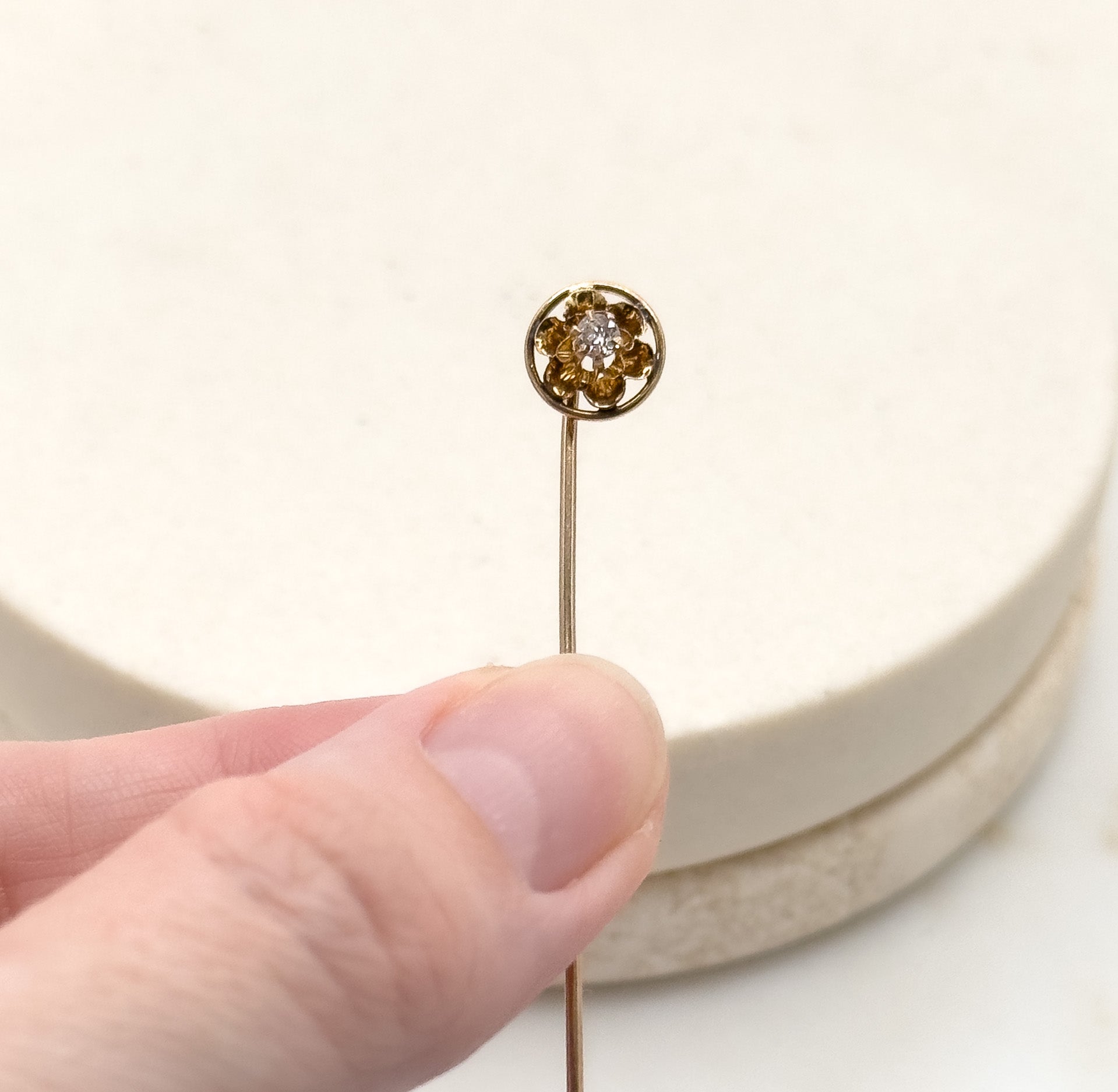 Antique Diamond Stick Pin in Yellow Gold image 4