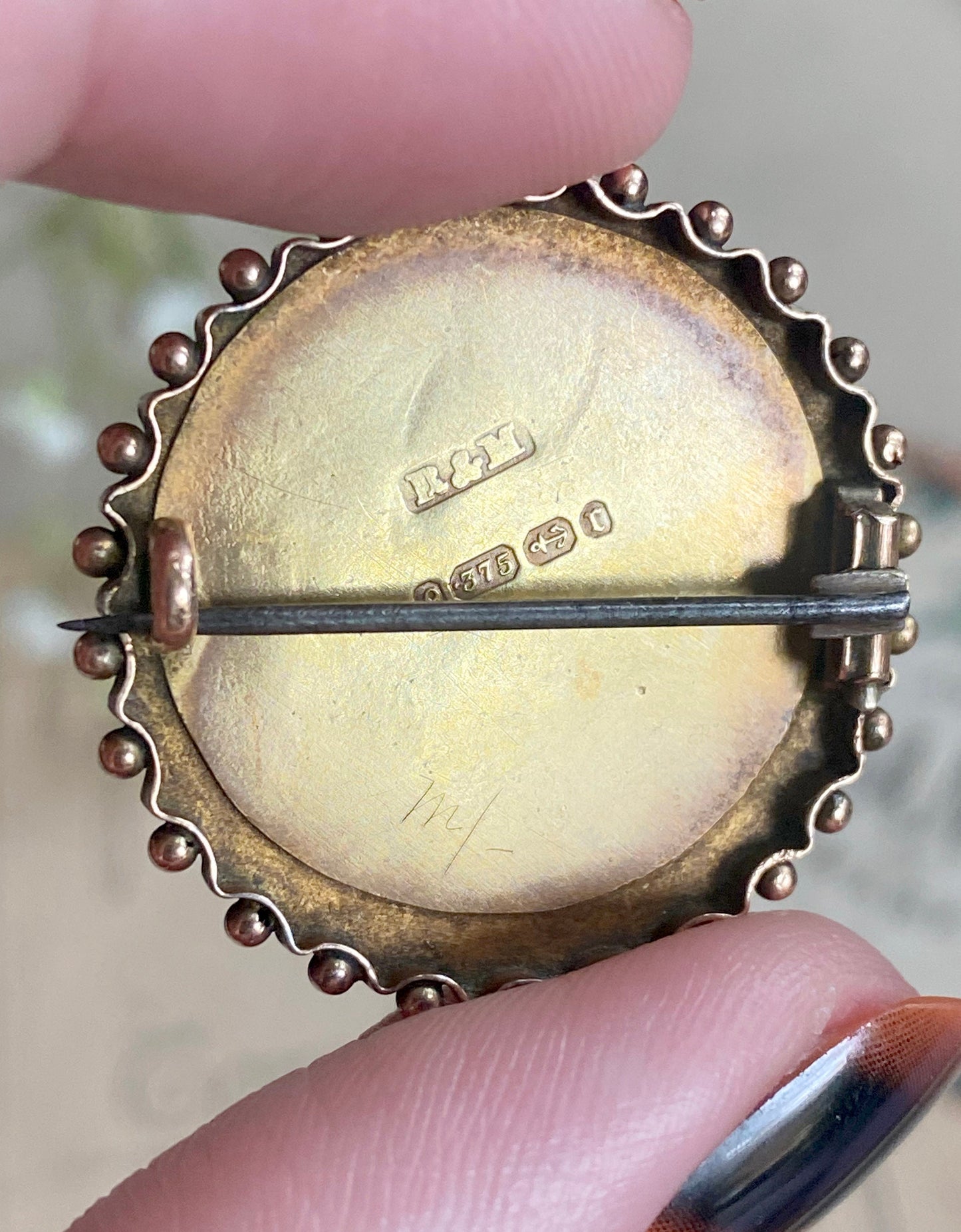 Victorian Mizpah Brooch in 9K Rose Gold, Edwardian Hallmarked