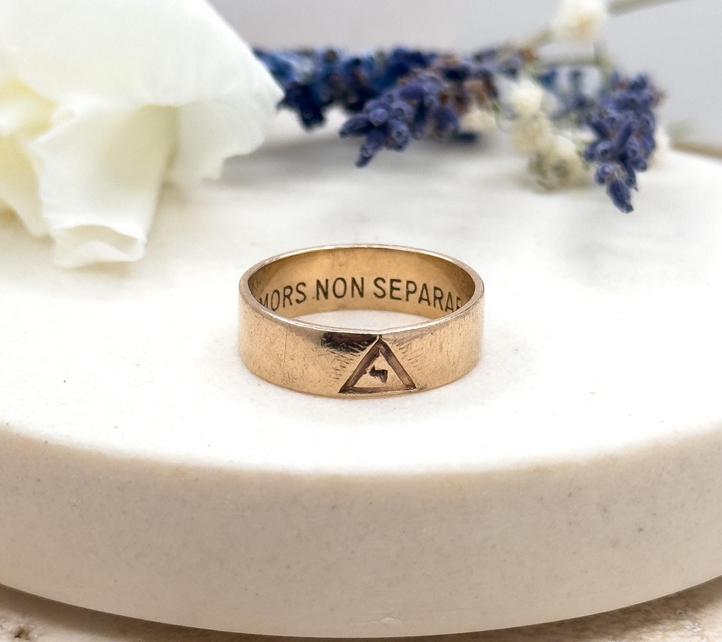 Vintage Masonic Band Ring Yod Free Mason Scottish Rite Ring in 10K