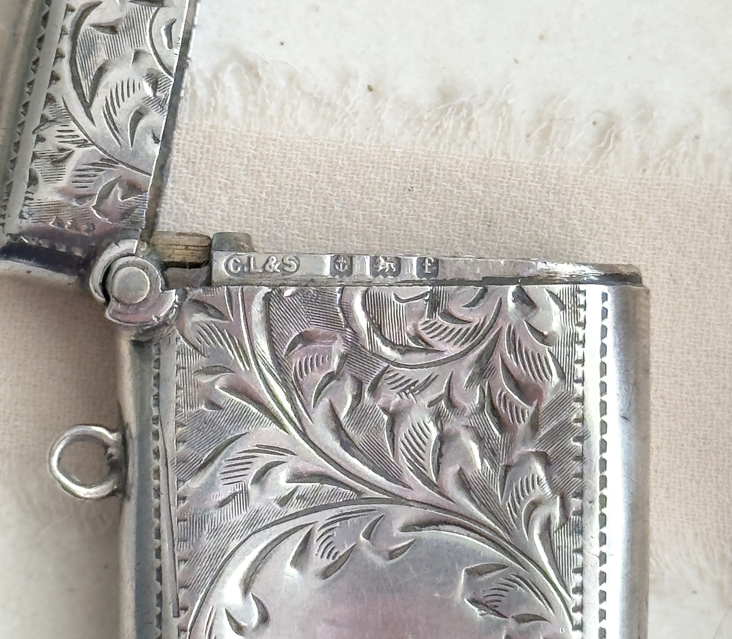 Antique Silver Vesta case by Charles Lyster and Son Edwardian Match Box