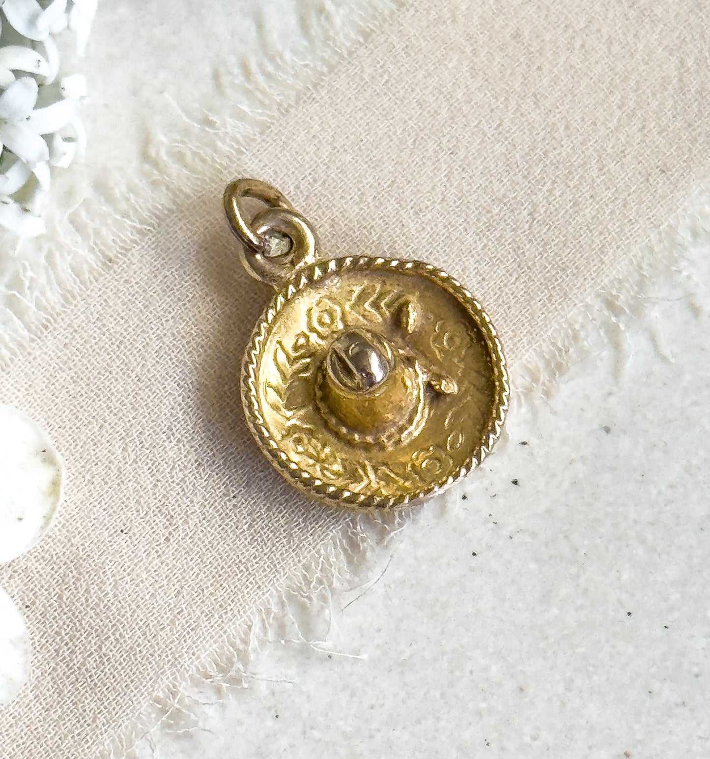 Tiny 10K Gold Sombrero Charm Mexican Gold Sombrero hat Pendant