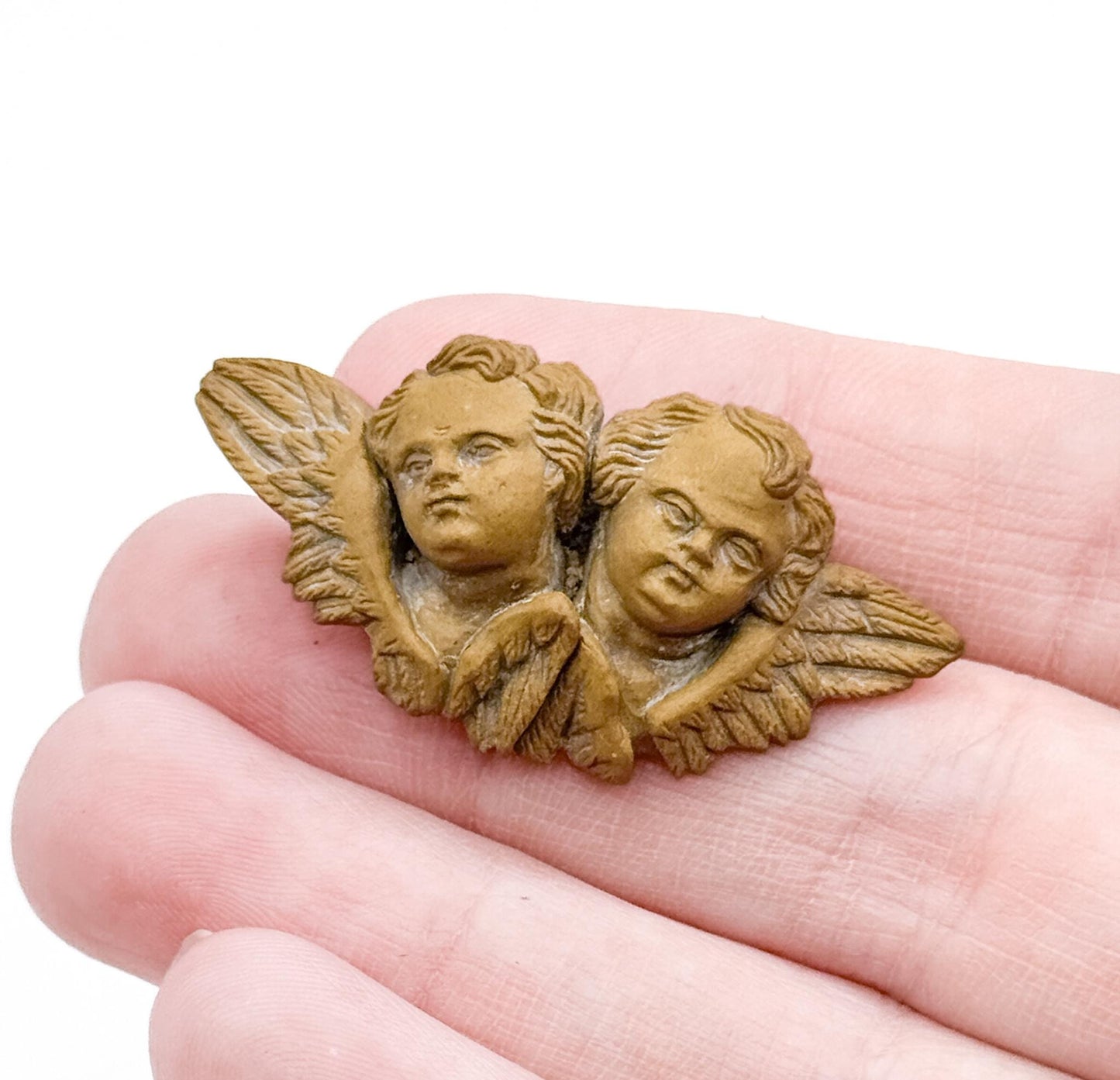 Victorian Lava Cameo Brooch: Winged Cherubs, Grand Tour Souvenir