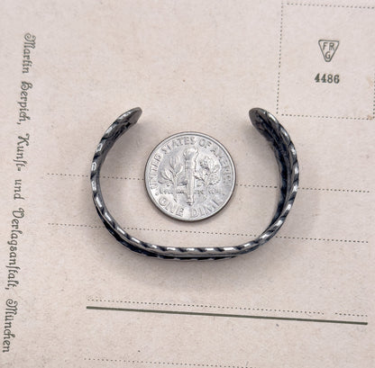 Vintage Handmade Child Sized Cuff Bracelet in Silver