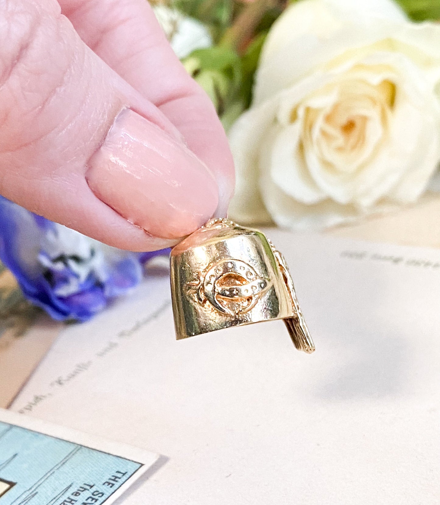 Vintage Fez Hat Charm Shriner Cap in 14K Yellow Gold