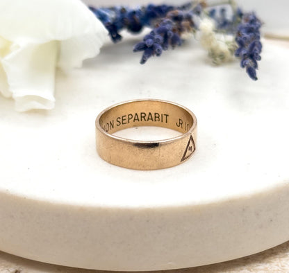 Vintage Masonic Band Ring Yod Free Mason Scottish Rite Ring in 10K