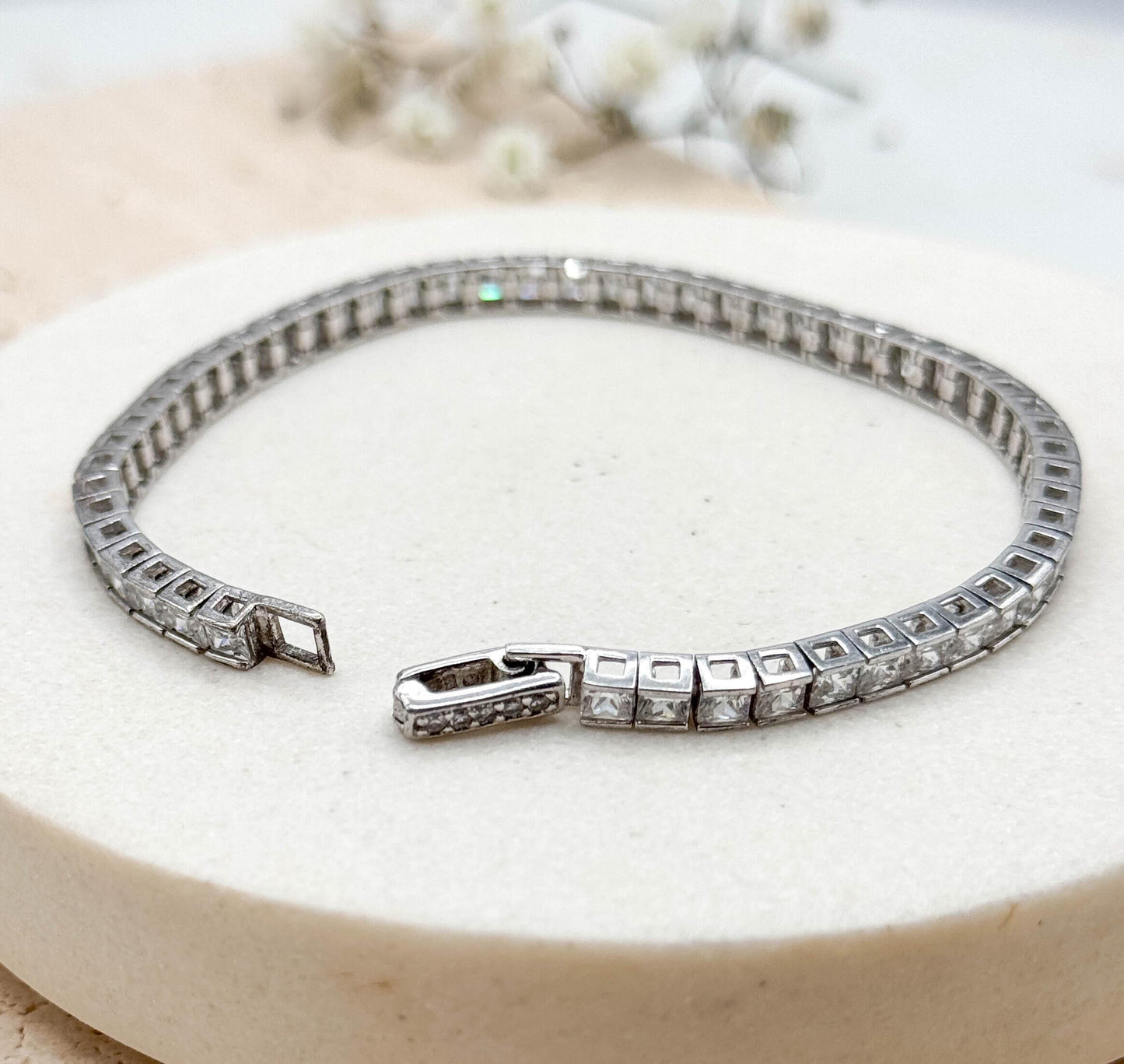 Vintage Crislu Brand Sterling Silver Line Bracelet