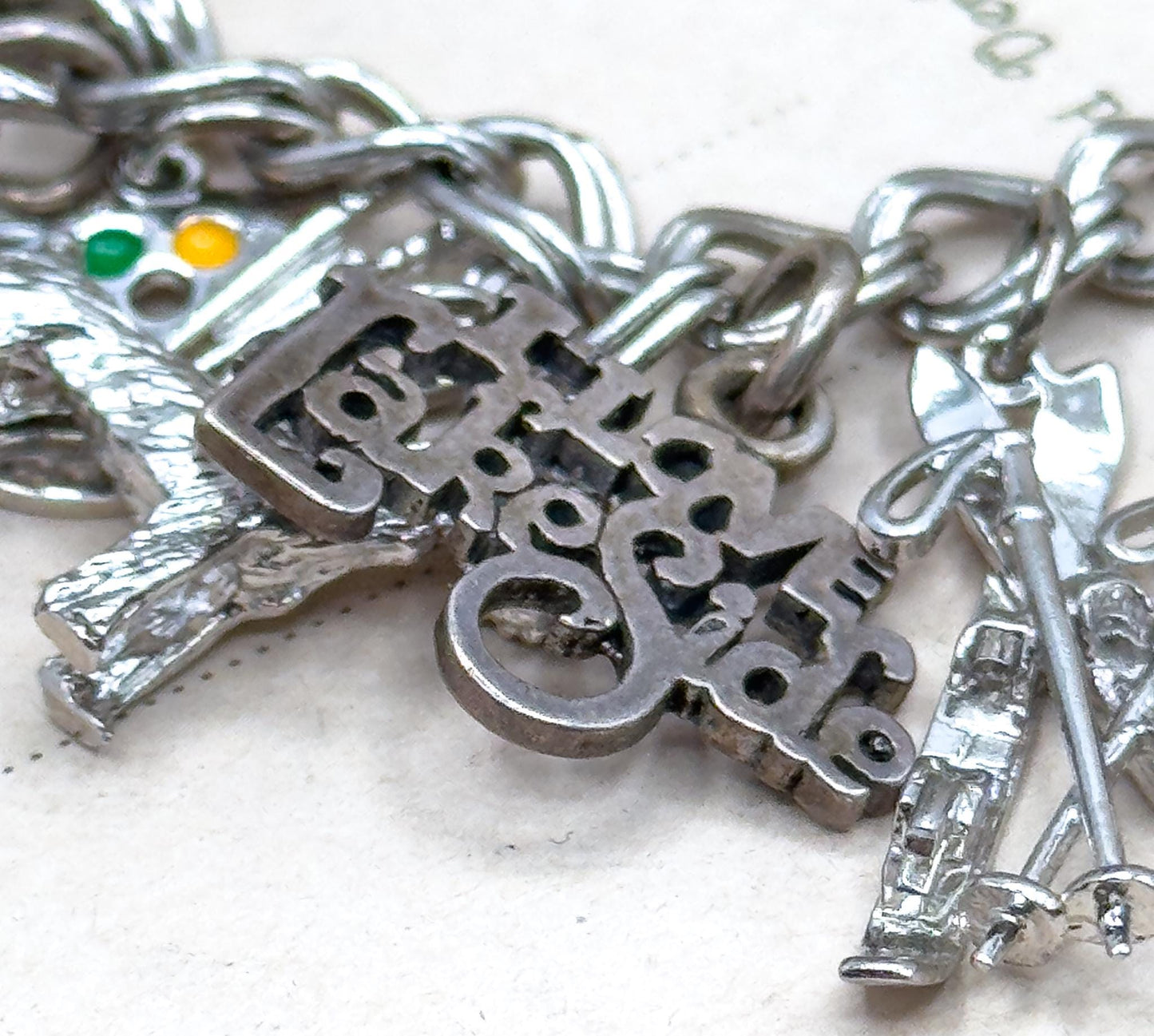 Vintage Charm Bracelet with Sterling Silver Charms Fully loaded charm bracelet 22 charms c