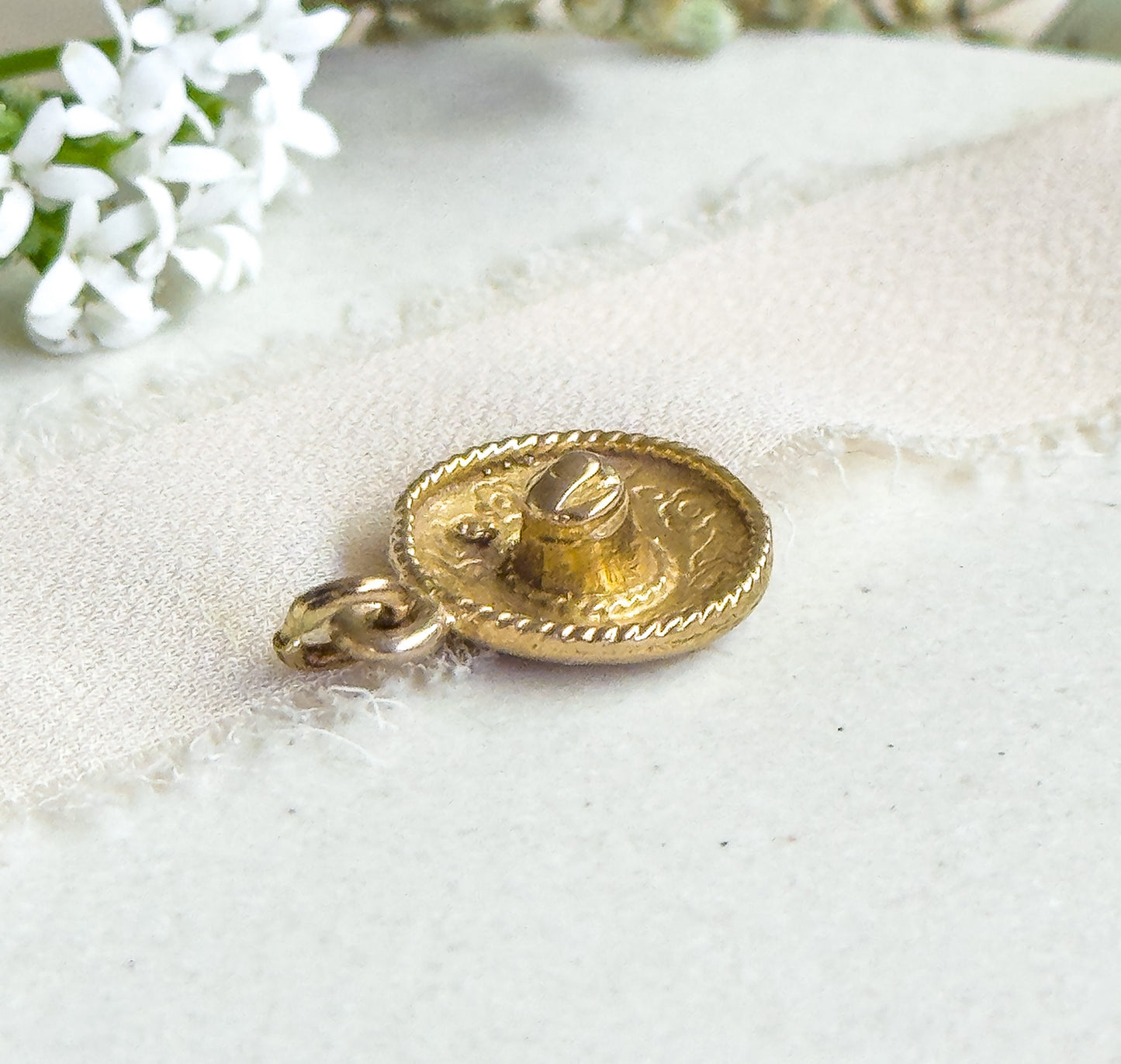 Tiny 10K Gold Sombrero Charm Mexican Gold Sombrero hat Pendant