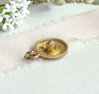 Tiny 10K Gold Sombrero Charm Mexican Gold Sombrero hat Pendant