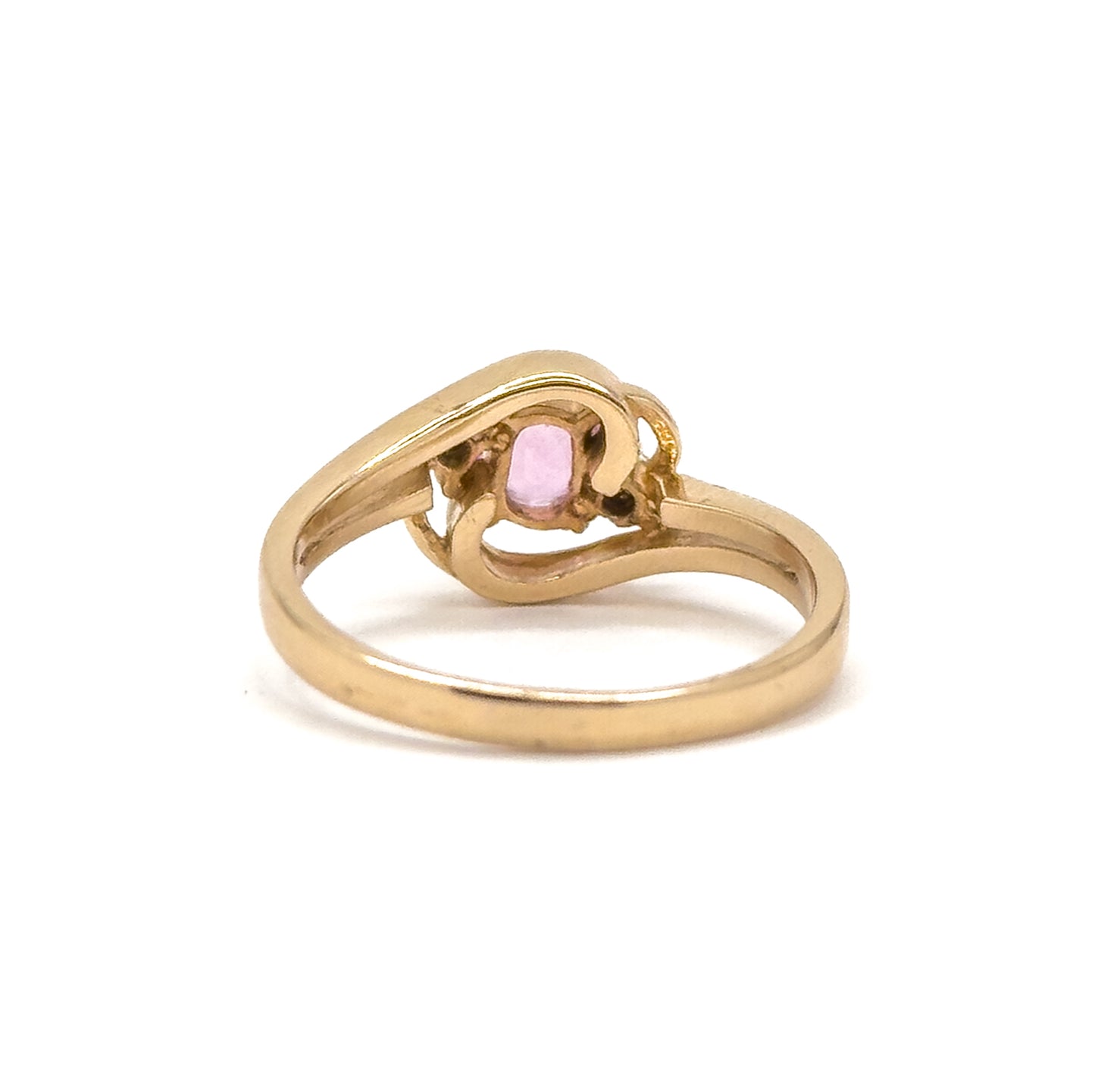 Vintage Pink Sapphire and Diamond ring 14K Yellow Gold