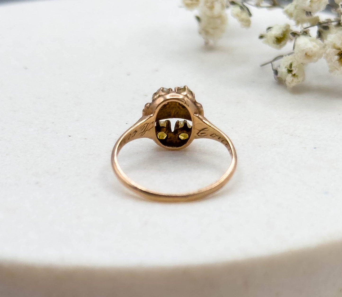 Antique Victorian Turquoise & Seed Pearl Ring in 9K Gold Split Seed Pearl 1800s