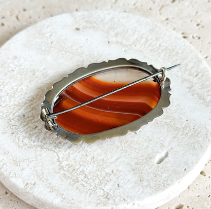 Victorian Scottish Banded Agate Oval Brooch