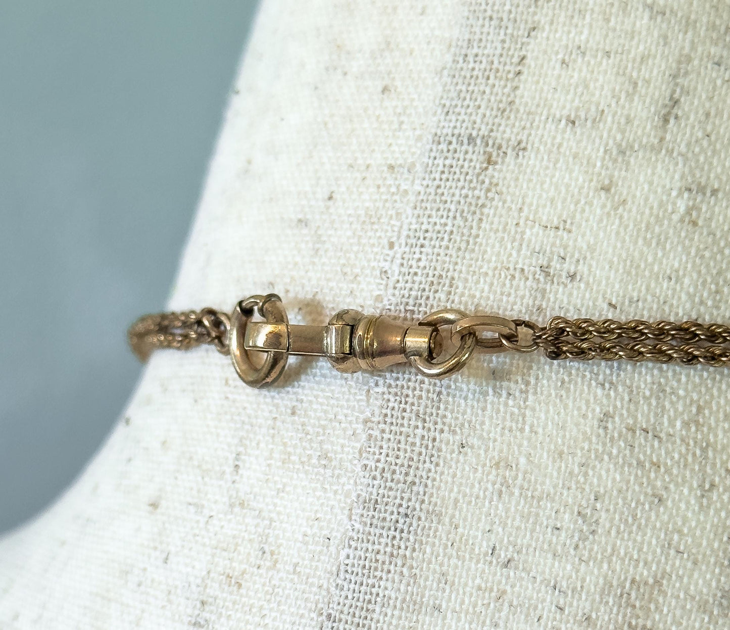 Antique Watch Fob Pendant with T-Bar on Chain Necklace