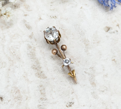 Georgian Halleys Comet Pin with Mine Cut Paste in 10K Yellow Gold