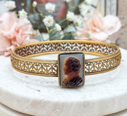 Antique Victorian Cameo Bangle hard stone cameo
