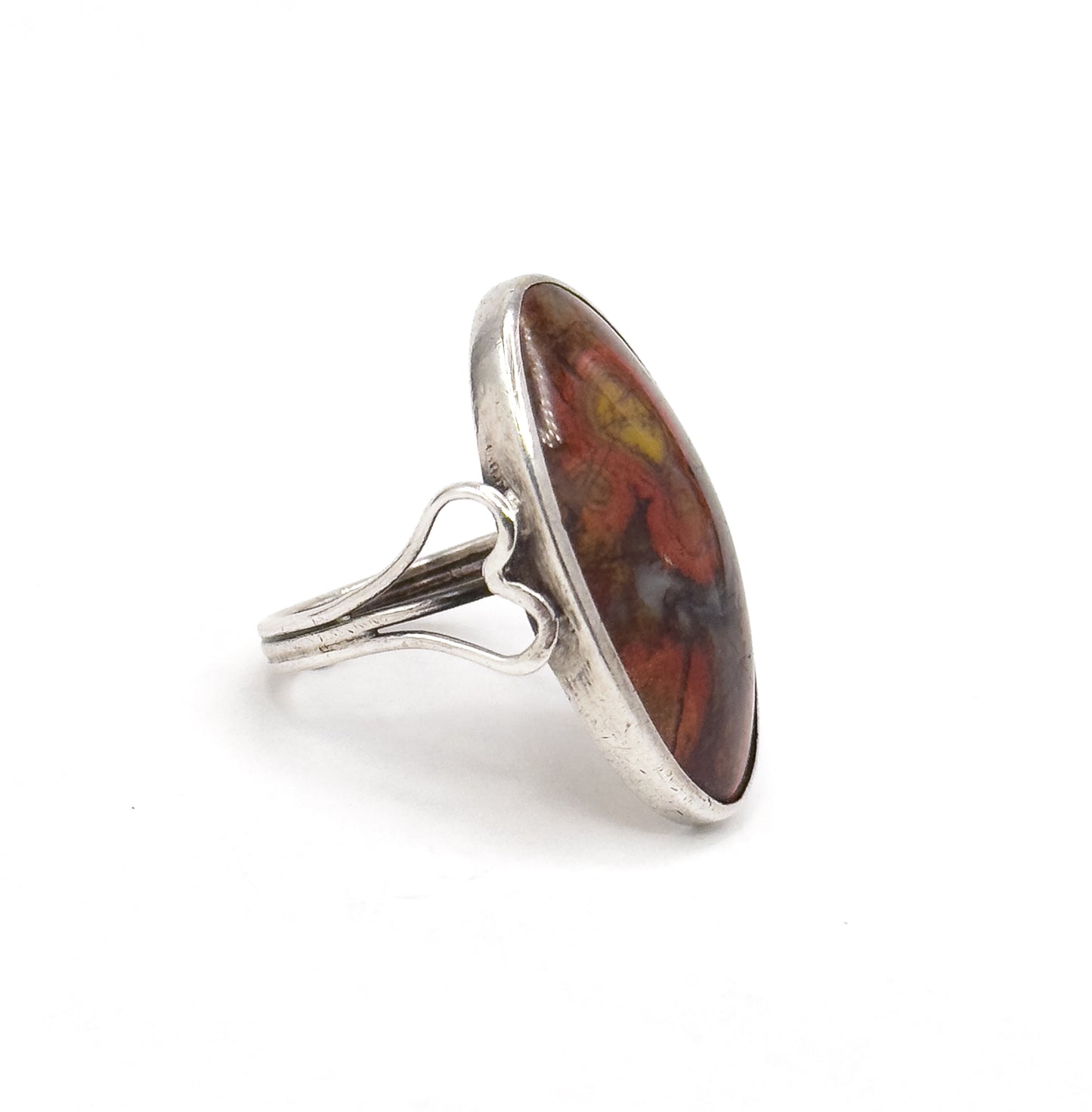 Vintage Handmade Jasper Statement Ring in Silver image 5