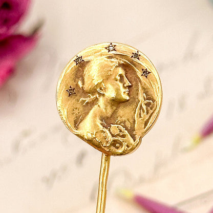 La nuit stick pin Vernon Yellow Gold