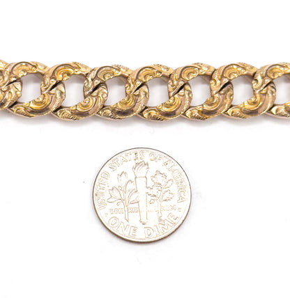 Antique Chased Curb Link Bracelet Gold Filled
