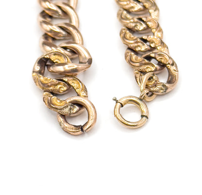 Antique Chased Curb Link Bracelet Gold Filled