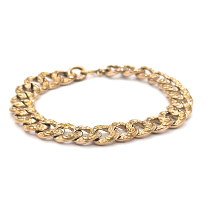 Antique Chased Curb Link Bracelet Gold Filled