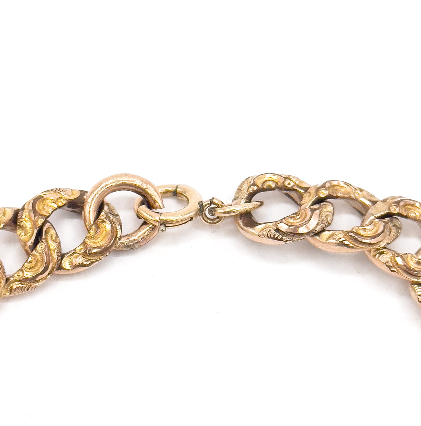 Antique Chased Curb Link Bracelet Gold Filled