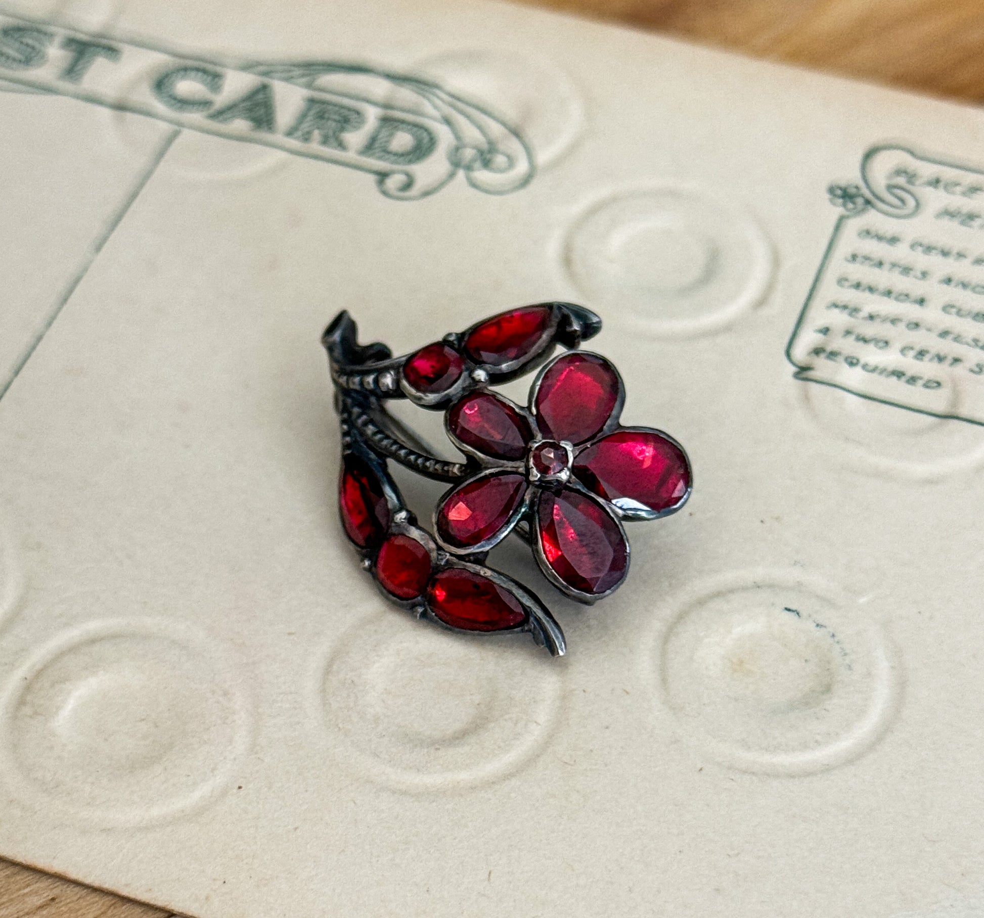 Antique Georgian Flat Cut Garnet Pansy Brooch image 3