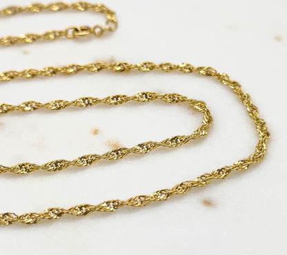 Vintage Open Rope Chain 18in, 2.3mm in 14K Yellow Gold