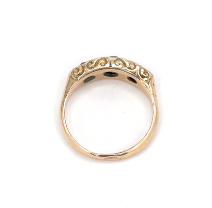 Edwardian Green Gemstone & Diamond Ring in 9K Gold - AS FOUND