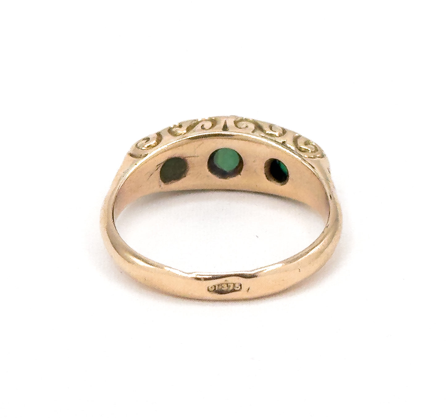 Edwardian Green Gemstone & Diamond Ring in 9K Gold - AS FOUND