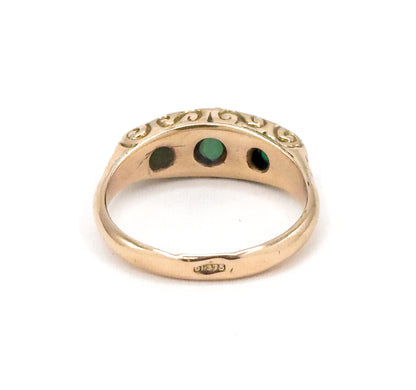 Edwardian Green Gemstone & Diamond Ring in 9K Gold - AS FOUND