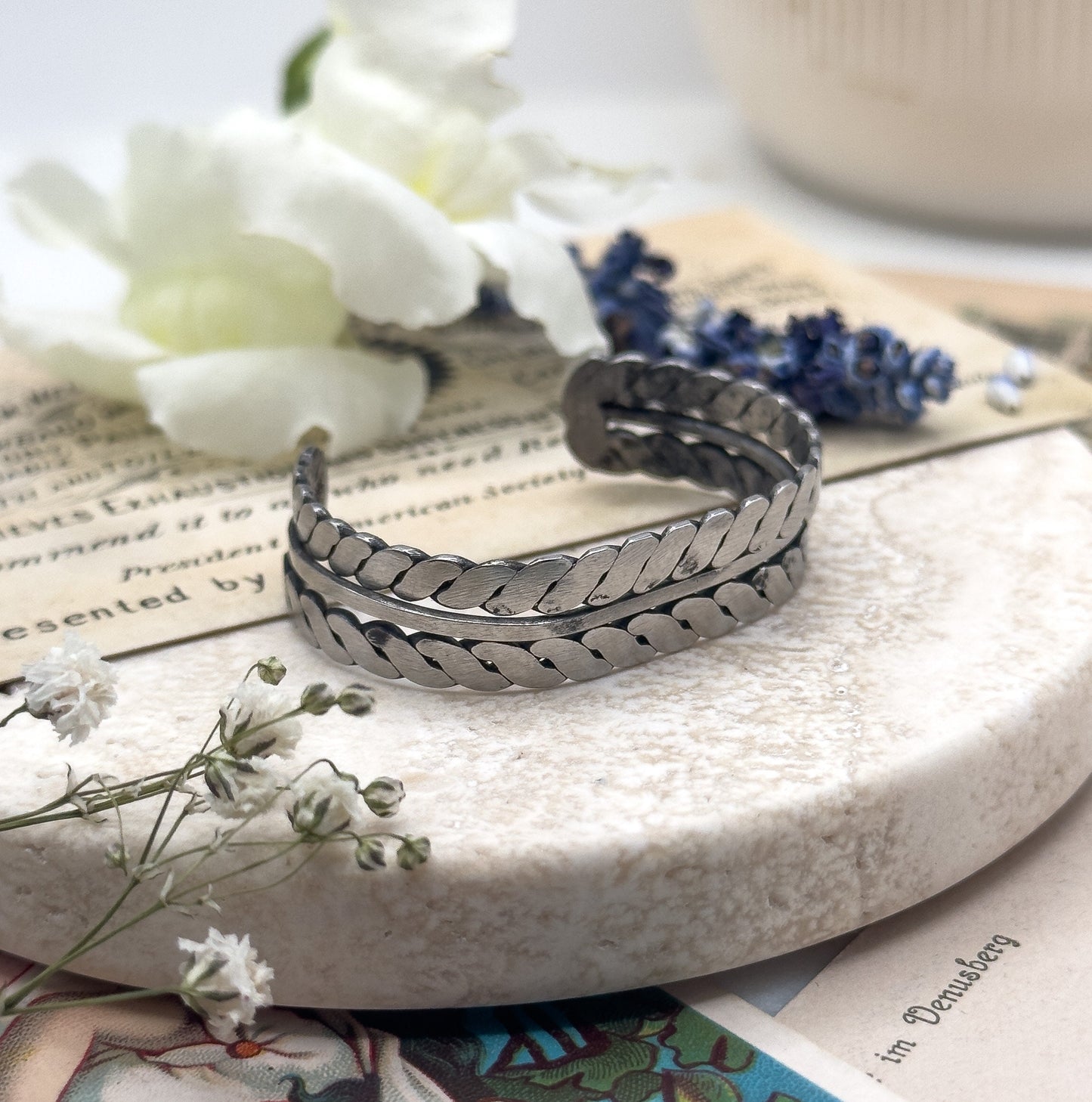 Vintage Handmade Child Sized Cuff Bracelet in Silver