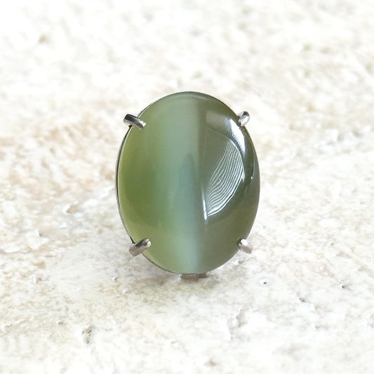 cats eye chrysoberyl stone tie tack mens jewelry in green color cabochon