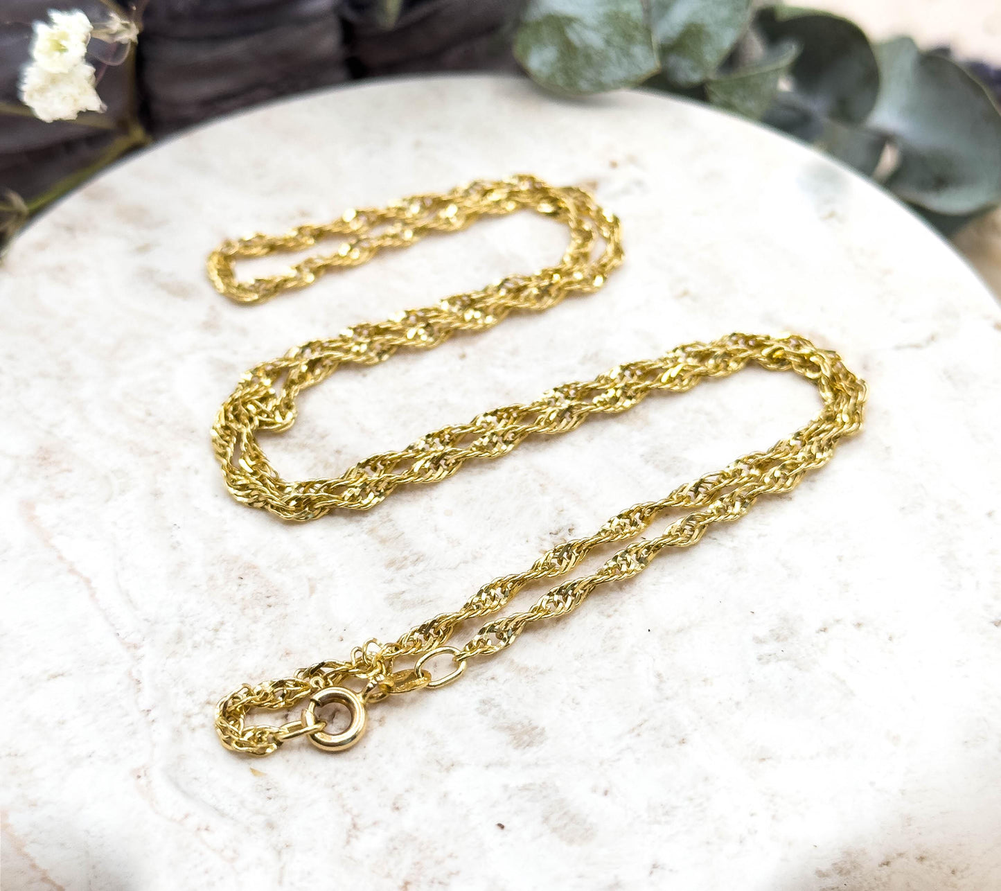 Vintage Open Rope Chain 18in, 2.3mm in 14K Yellow Gold