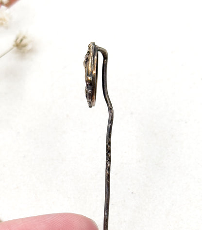 Antique Art Nouveau French Dragon Stick Pin, Silver with Gold wash