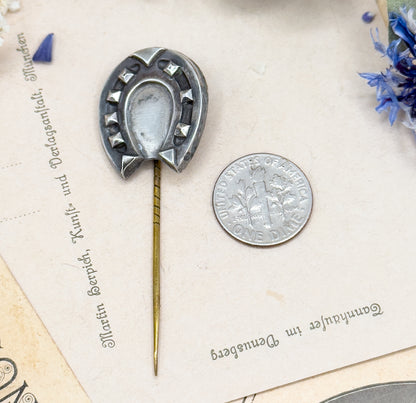 Antique Novelty Jumbo Horse Shoe Stick Pin in Base Metal