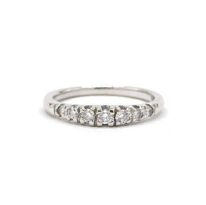 Vintage Graduated Diamond Stacking Band Ring in White Gold