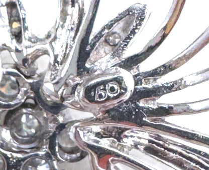 Vintage Diamond Brooch in 18K White Gold Mid Century Brooch Starburst